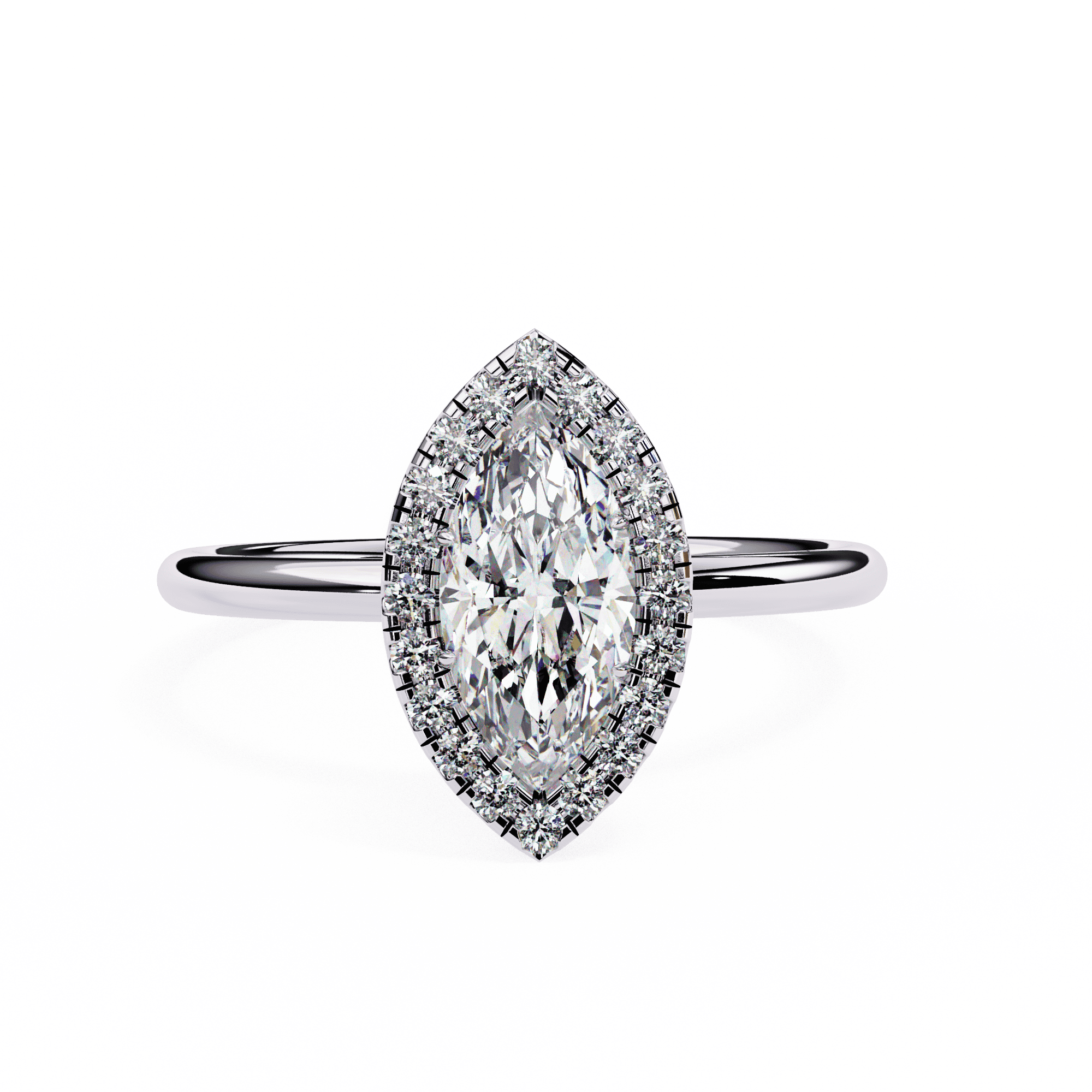 Marquise-Cut Diamond Halo Engagement Ring